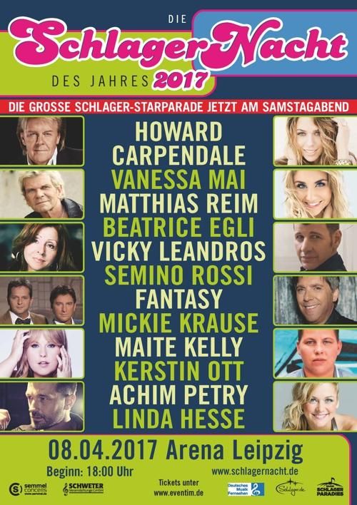 Radio Schlagerparadies präsentiert die Schlagernacht am 08.04.17 in Leipzig